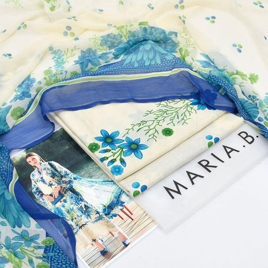 Blue printed lawn suit