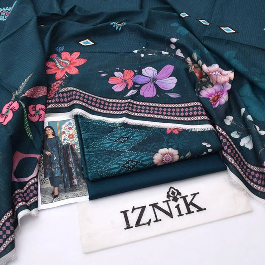 Green floral printed lawn suit