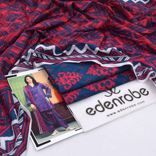 Printed blue magenta suit