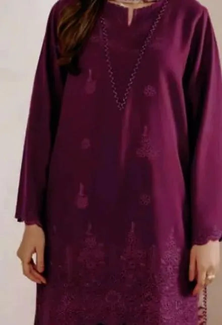 Magenta chikankari lawn suit