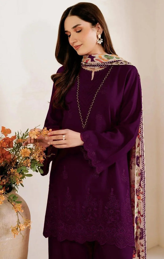 Magenta chikankari lawn suit