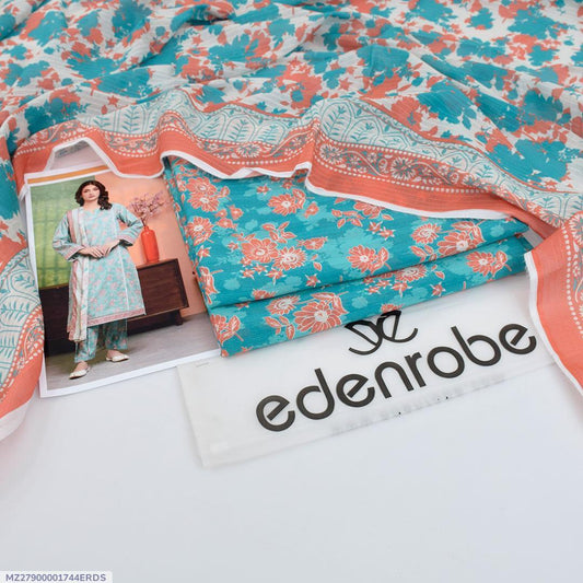 Blue coral printed lawn suit